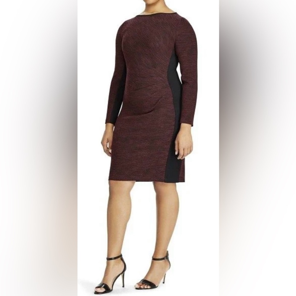 Lauren Ralph Lauren Burgundy and Black Long Sleeve Dress